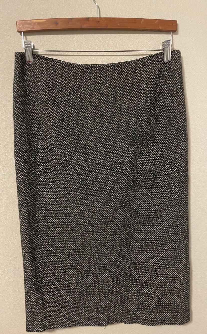Lauren Ralph Lauren Skirt Womens 10 Gray Wool Tweed Pencil Midi Lined Workwear